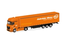 Herpa 066891 - H0 - Mercedes-Benz Actros Gardinenplanne-Sattelzug - weiß